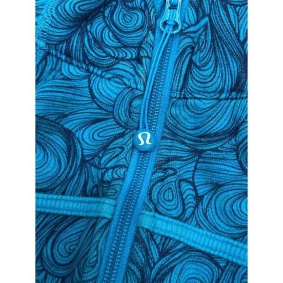 Rare Lululemon Womens Blue Turquoise Paisley Print Scuba Hoodie Jacket Size 10 - Picture 4 of 14